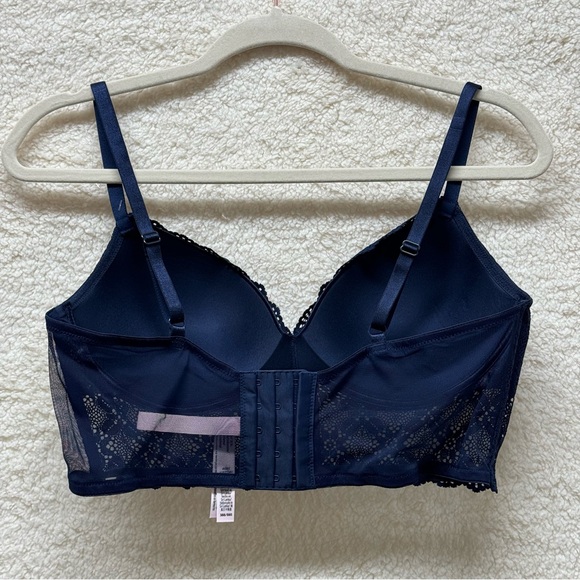 38B - VICTORIA'S SECRET - Push-Up Wireless Lace Bra Top Navy Blue LIKE NEW - Picture 5 of 11